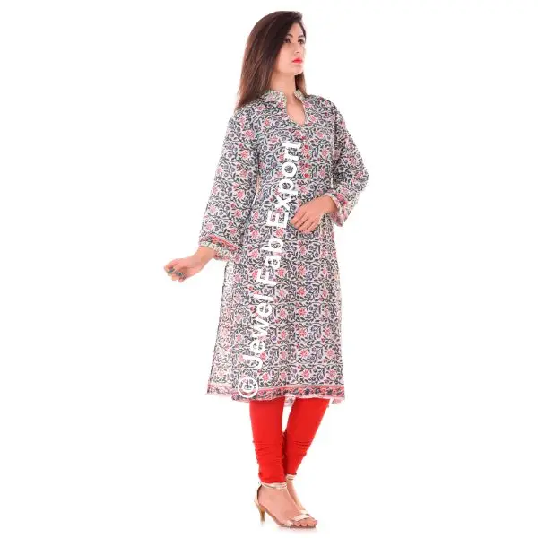 Women Printed Cotton Blend Straight Kurti With Pant Women Dress Set Handmade Summer Wear Indian Ethnic Top Tunic Bottom Pant