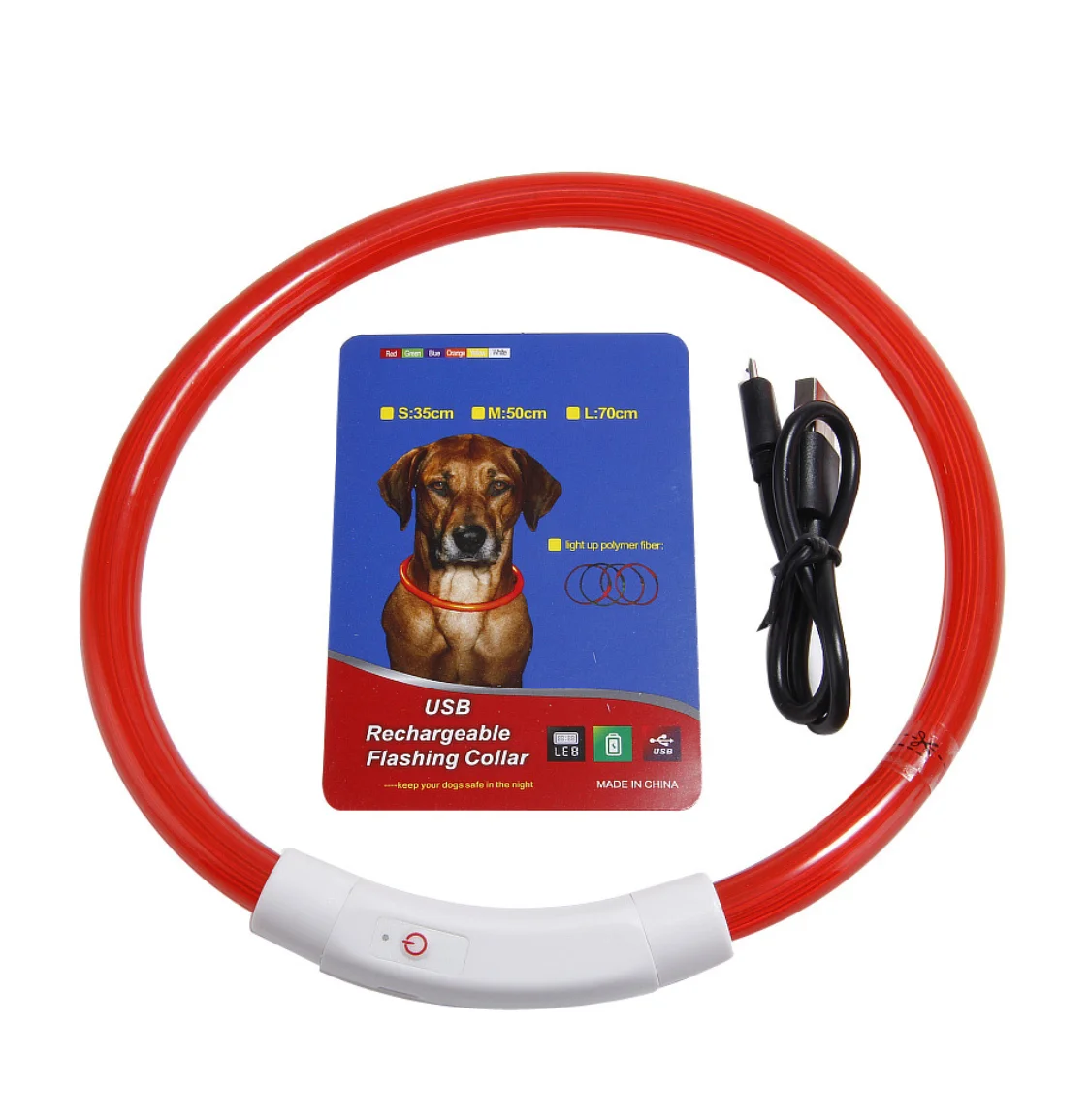 
LED light pet collar fiber optic circular tube charging spring and summer dog ring can be cut charging collar wholesale spot 