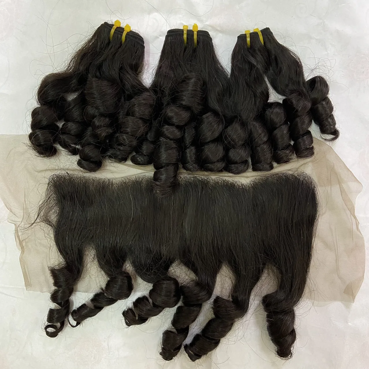 Best Seller Curly Closure Human Hair Extensions Black Vietnamese and Peruvian Hair 30 Inches Stretched Length HD Lace