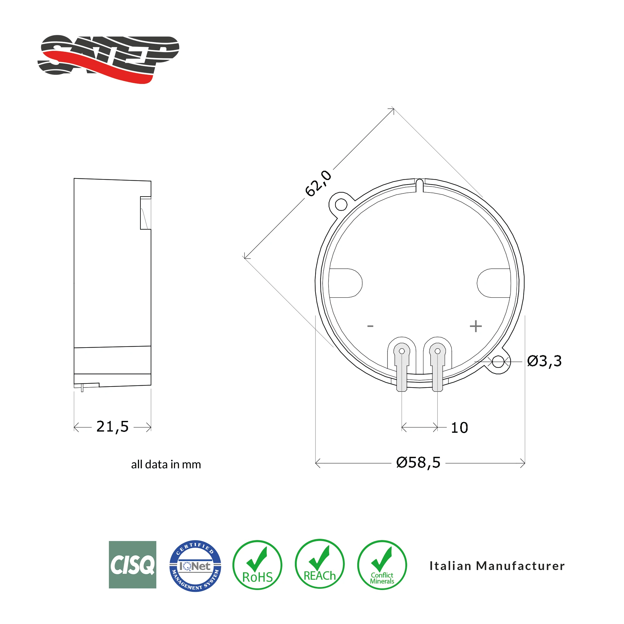 Piezo alarm buzzer high power alarm acoustic component