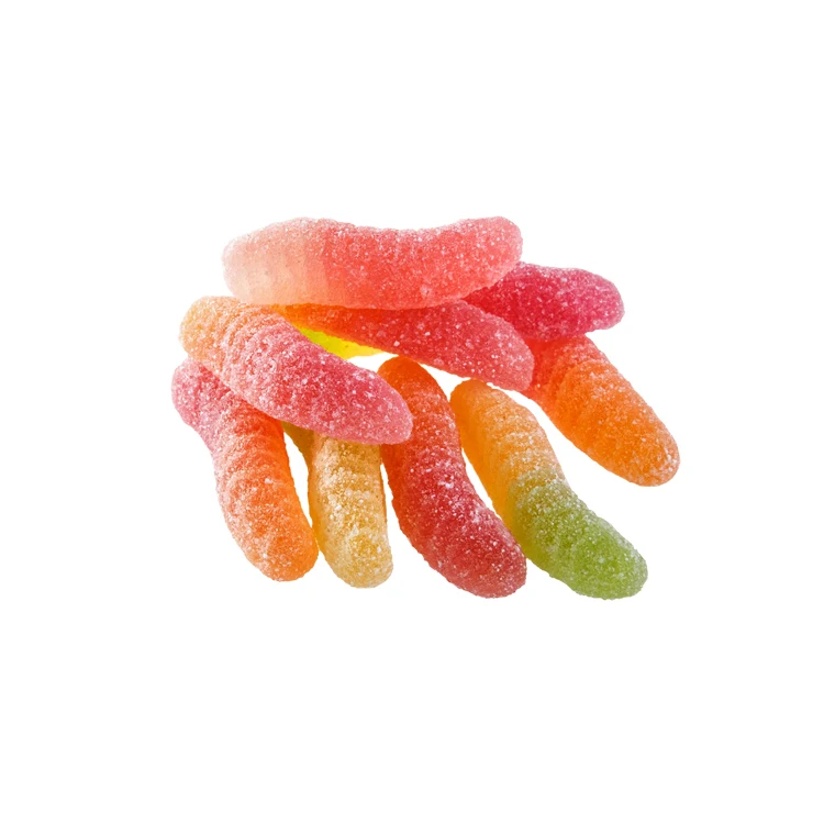 Good quality worms shaped fruit flavoured sour gummy candies in bulk from manufacturer wholesale, fruit jelly candy