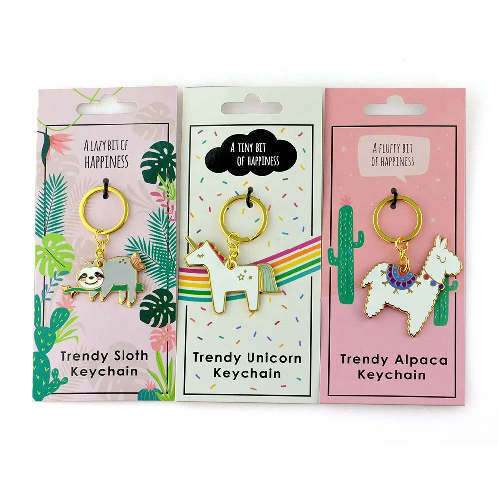 Custom Logo Zinc Alloy Key Chain Accessories Trinket Key Ring Cute Plant Keychain With Packaging Card