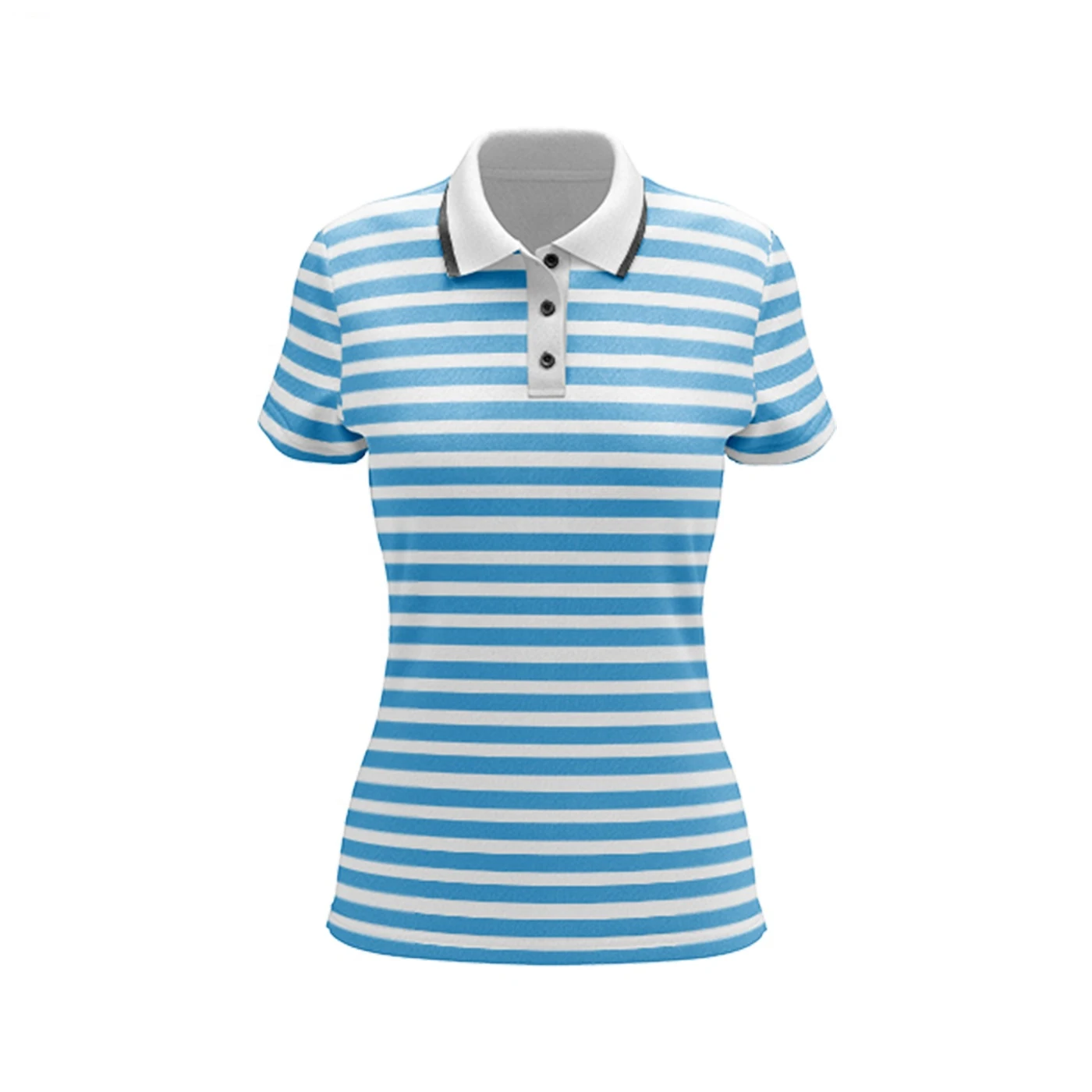 Wholesale Sportswear 100 % Cotton Women Golf Lining Striped Polo T Shirt Ladies Quick Dry Slim Fit Polo Tees