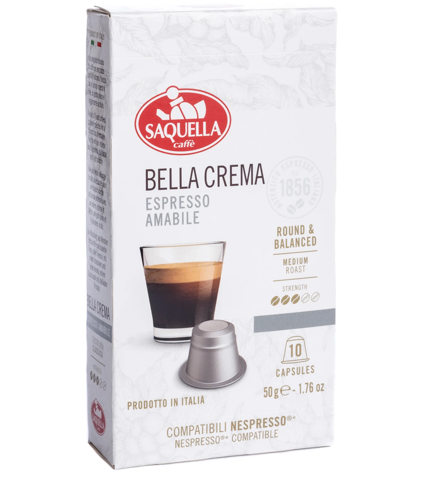 
Made in Italy 100 Capsules Nespresso Compatible Bella Crema Espresso Coffee for everyday 