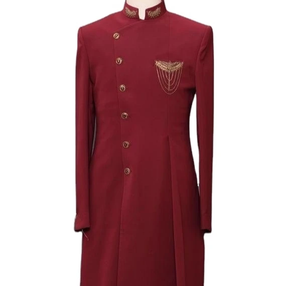 Single Breasted LONG BLAZER Coat SUIT HEAVY Embroidery Handwork WEDDING ATTIRE for MEN INDIAN Bollywood Fashion WHOLESALE