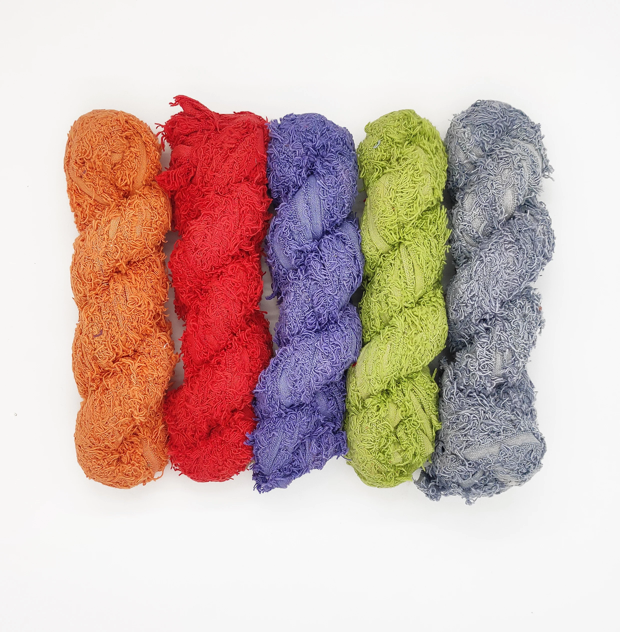 Cotton fuzzy ribbons 100 grams cotton yard dyed