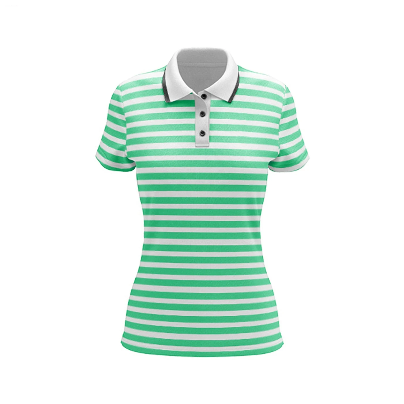 Wholesale Sportswear 100 % Cotton Women Golf Lining Striped Polo T Shirt Ladies Quick Dry Slim Fit Polo Tees