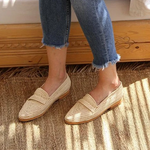 Мюли ручной работы из рафии с заостренным носком, изготовлены из натуральной марокканской рафии