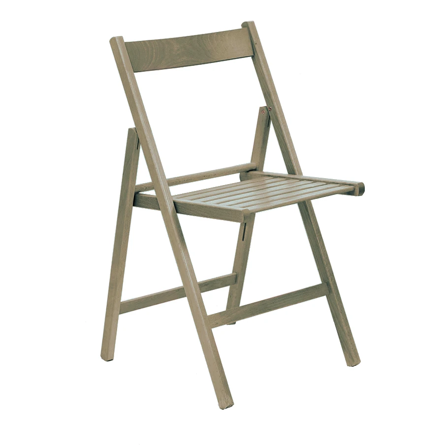 Italian High quality folding chair in beech wood with curved shoulder dove grey color Happy Hour for indoor and outdoor use