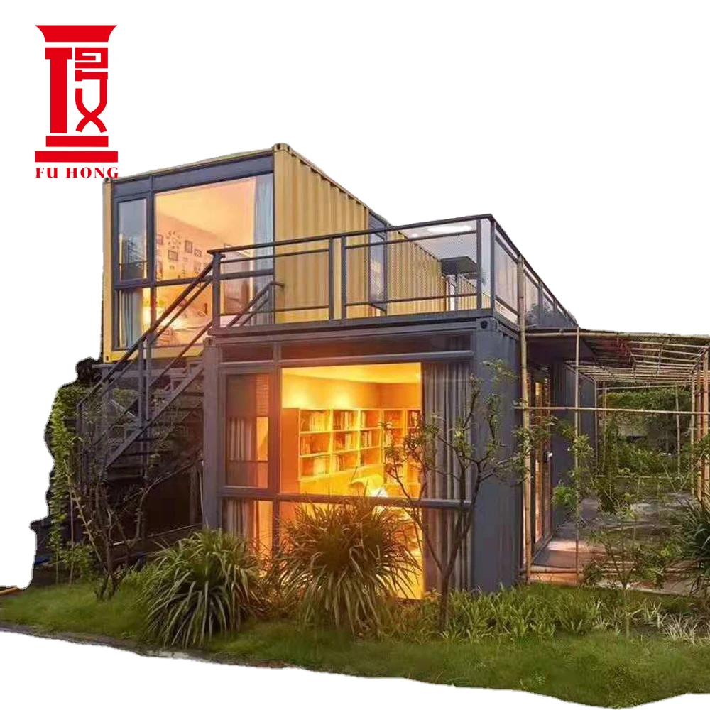 Fuhong Custom design small prefabricated prefab villa house luxury prefab tree house with kitchen