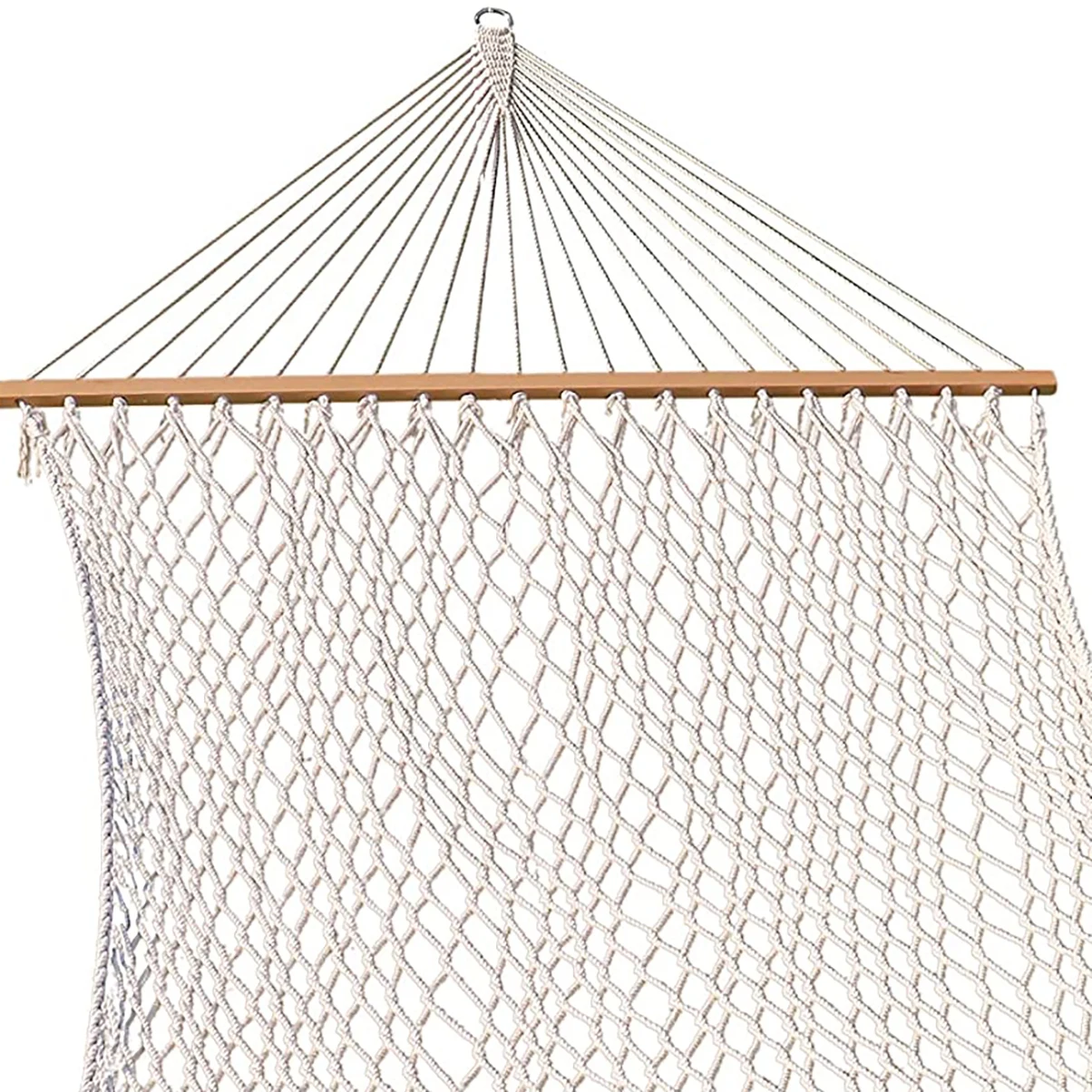 Расслабляющий гамак с хлопковой веревкой и отверстиями из твердой древесины/GK39 Патио Сад для отдыха на открытом воздухе 2x1,4 метра