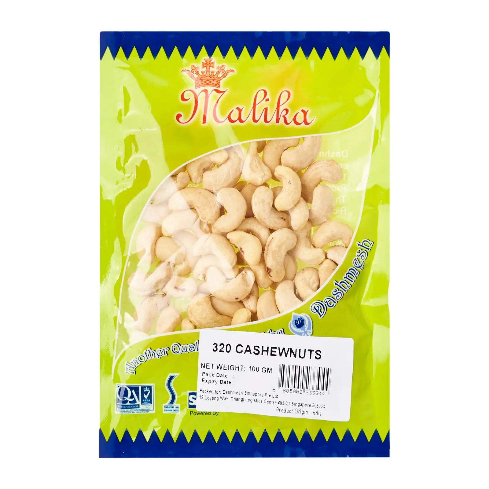 Wholesale Factory Price Natural Cashew Nuts W320 with High Nutrition Protein from Vietnam Small Bag 100g