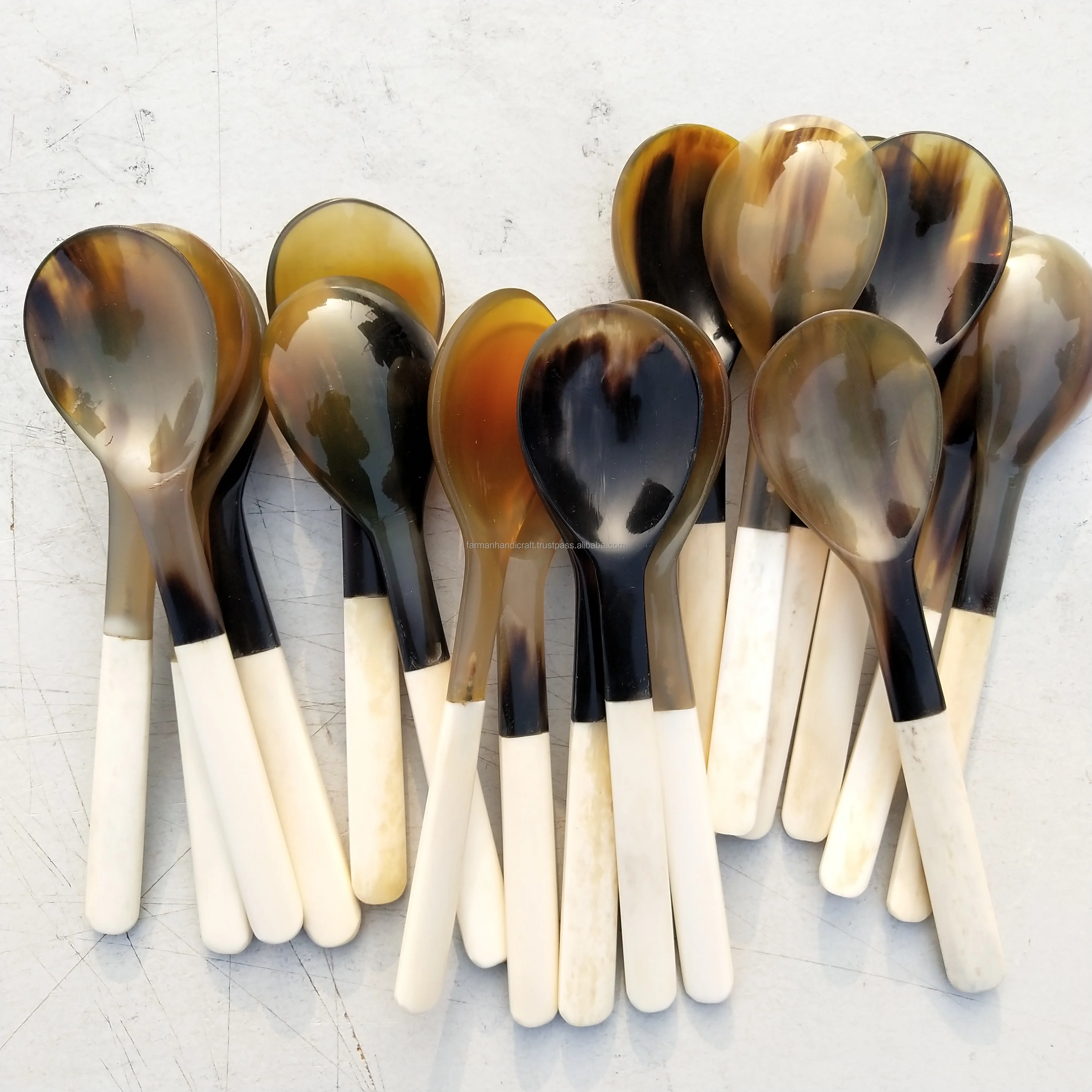 16 cm Long Small Horn Spoon with Bone Handle ( Cutlery Set )