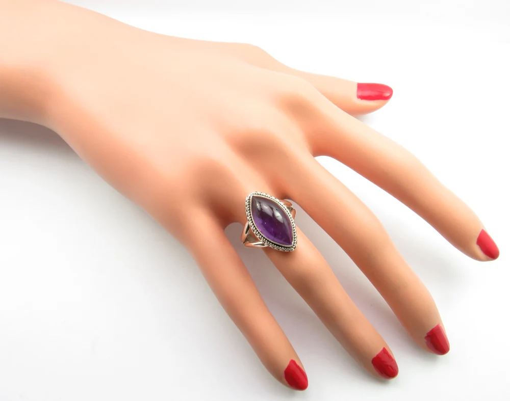 
Vintage Style SET ! 925 Silver Genuine AMETHYST Pendant Earrings Ring Sz 7.25, Wedding Jewelry 