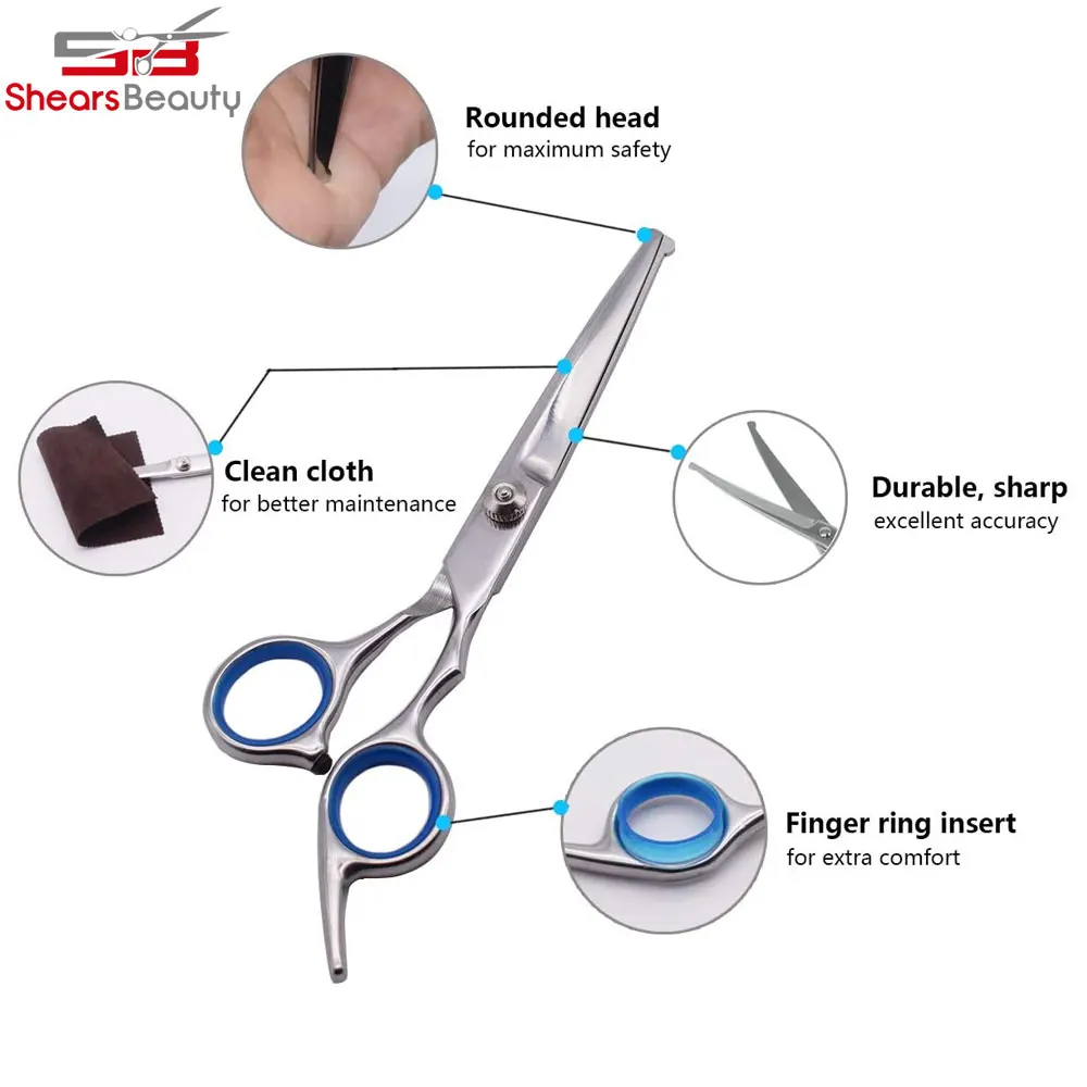 Stainless Steel Dog Grooming Scissors With Safety Round Tips, Heavy Duty Pet Grooming Scissors