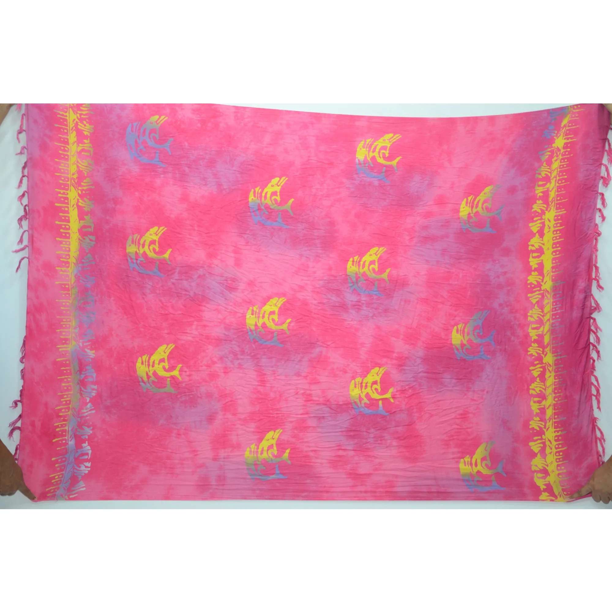 Hawaiian Sarong Pareo Double Process Dyeing 100% Rayon Wholesale Custom Bali Manufacturer Beachwear Cover Up DP004-002R2