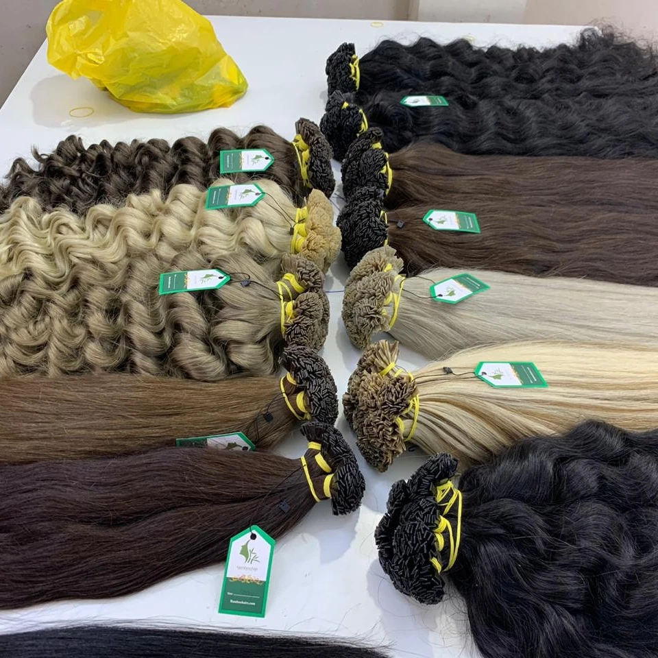No Tangle Remy Virgin Hair Extension High Quality Keratin Bonds  Flat tip Hair from Bamboo hair Vietnam