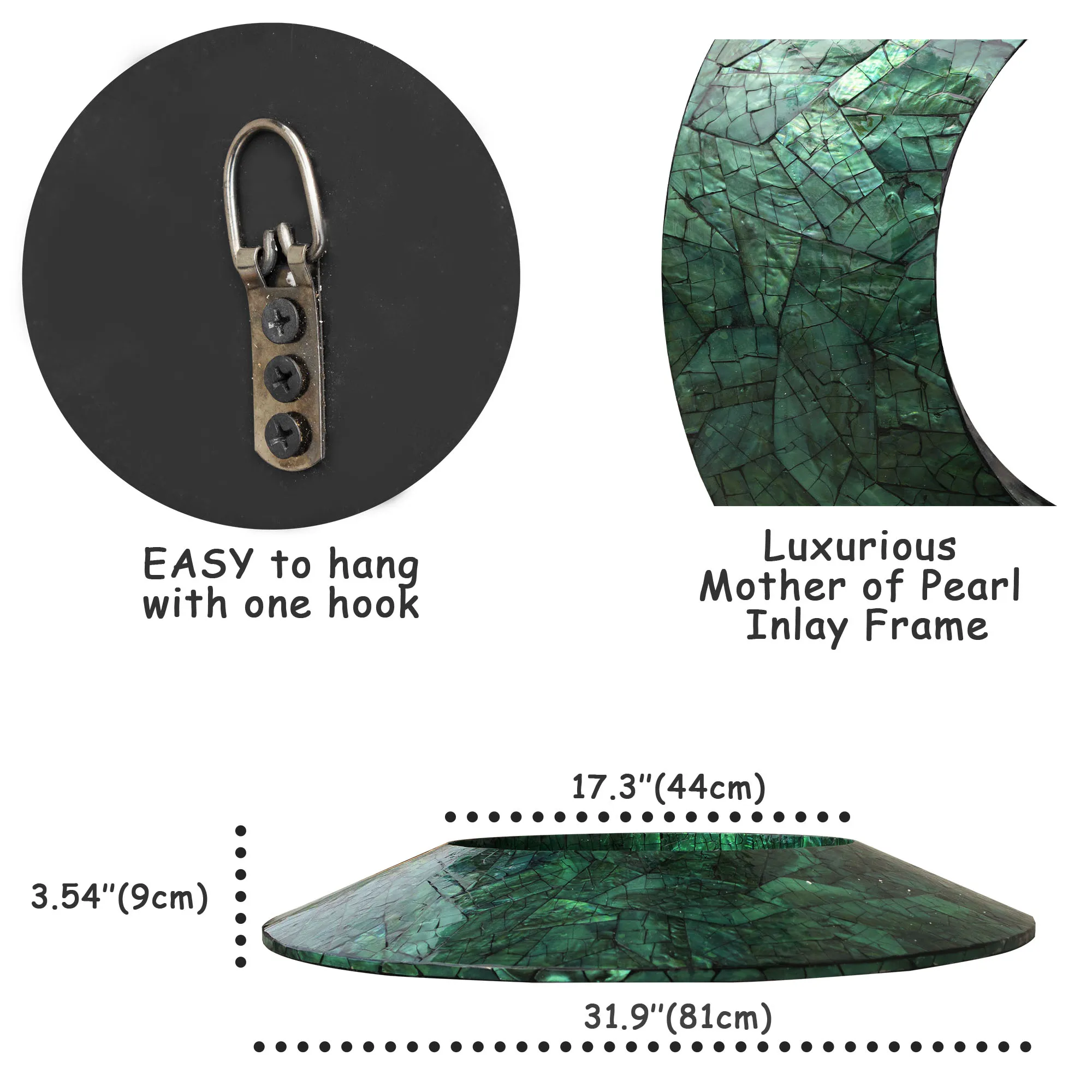 Handcrafted Round Wall Mirror Glass - Mother of Pearl Mirror Glass Wall Accent Coastal Entryway Round Framed 30inch Mirror Glass