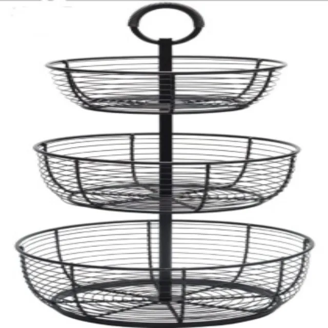 Kitchen chrome bronze wire fruit basket bowl wire mesh basket Countertop Fruit Bowl Basket Kitchen Vegetables Storage
