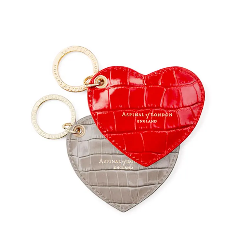 Custom logo Foil Stamped Engraved Branded Leather Heart Keyring