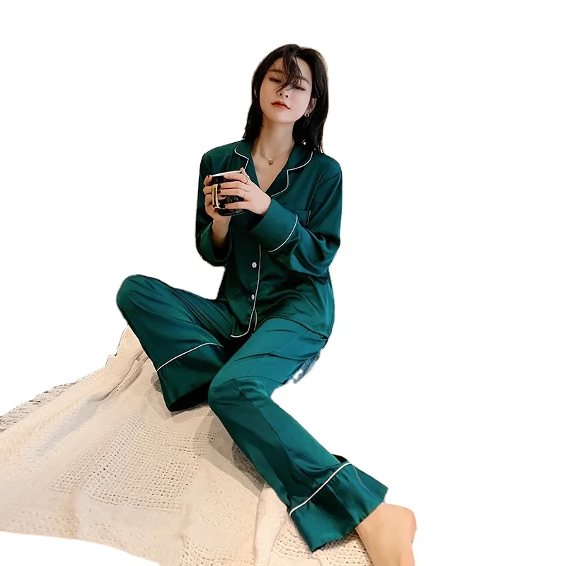 Sleepwear Supplier Satin Pajamas Women Long Sleeve Pyjamas Sleep Wear Sexy Women Polyester / Cotton Custom Private Label Fleece2