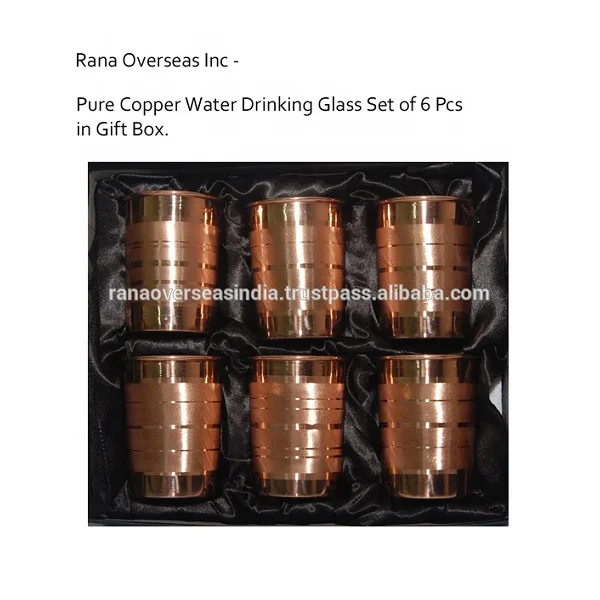 Pure Copper Tumbler Set Set of 6 Hammered Copper Cups Glass - Ayurveda Embossed Silver Touch Design At Good Price