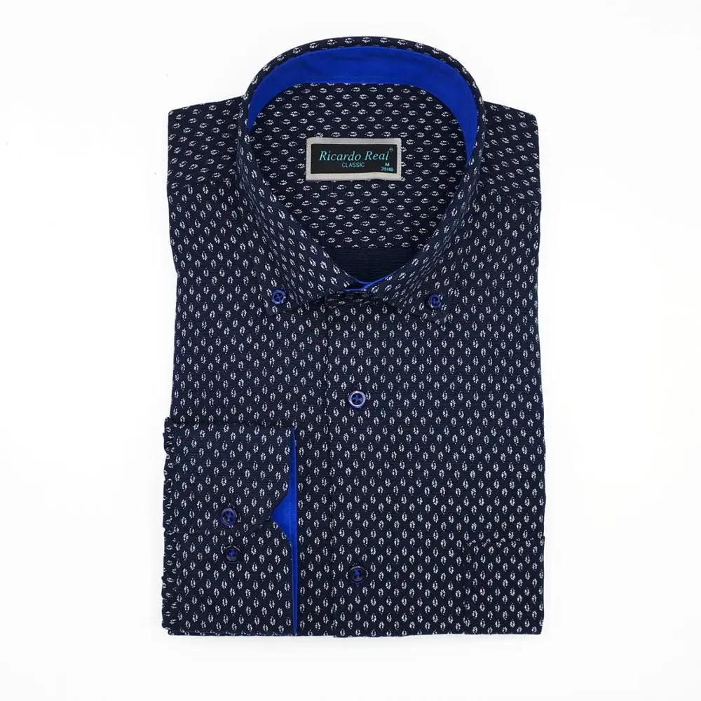 New High Quality Oxford Shirt Printed Men Shirt