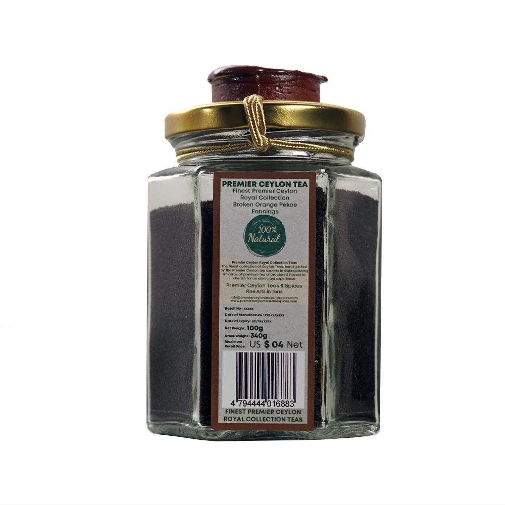 High Quality Black Tea Grade Wholesale Glass Jar Loose Tea Ceylon Broken Orange Pekoe Fannings Origin From Sri Lanka