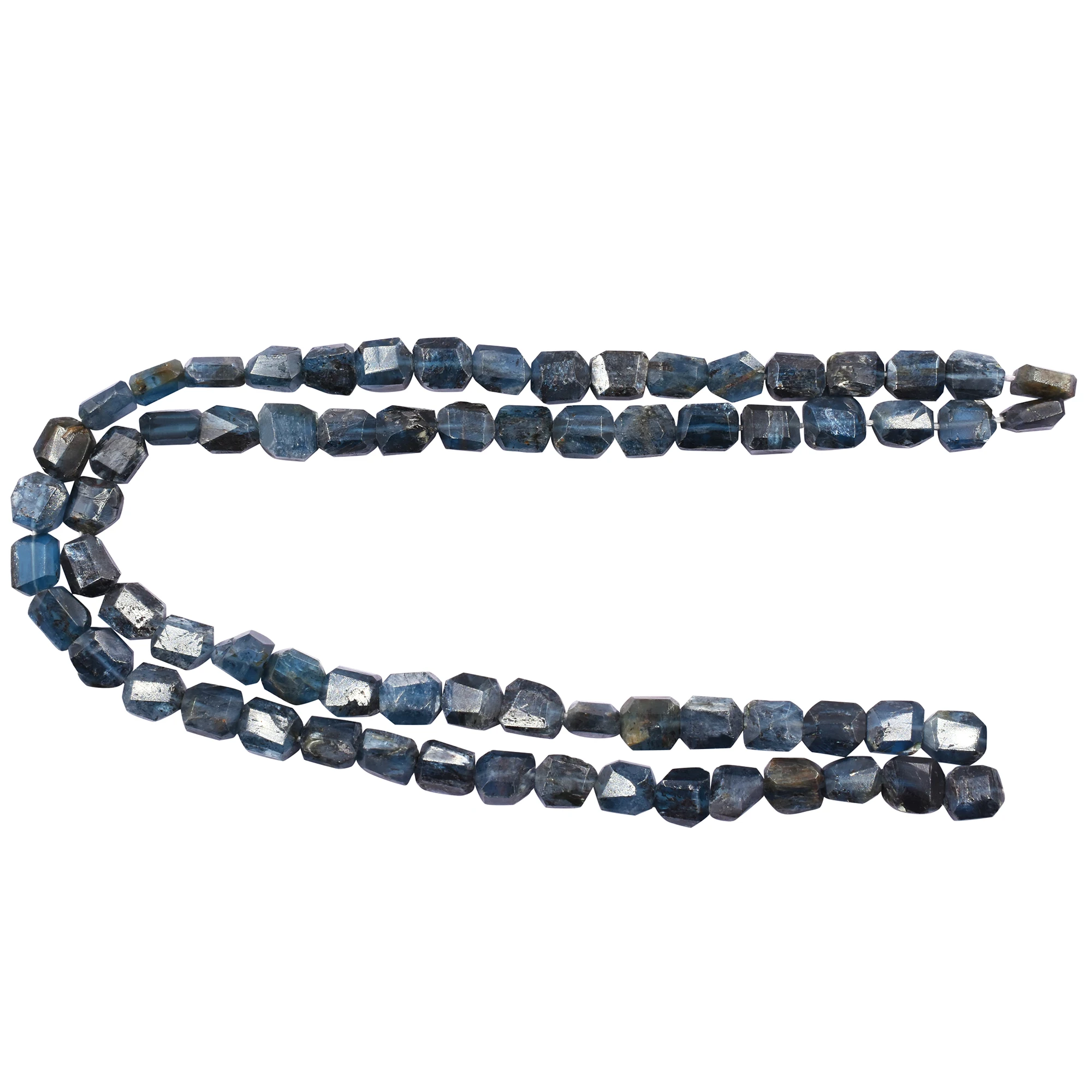 Blue Kyanite 9 To 10 MM Step Cut Nuggets Shape Beads Strand