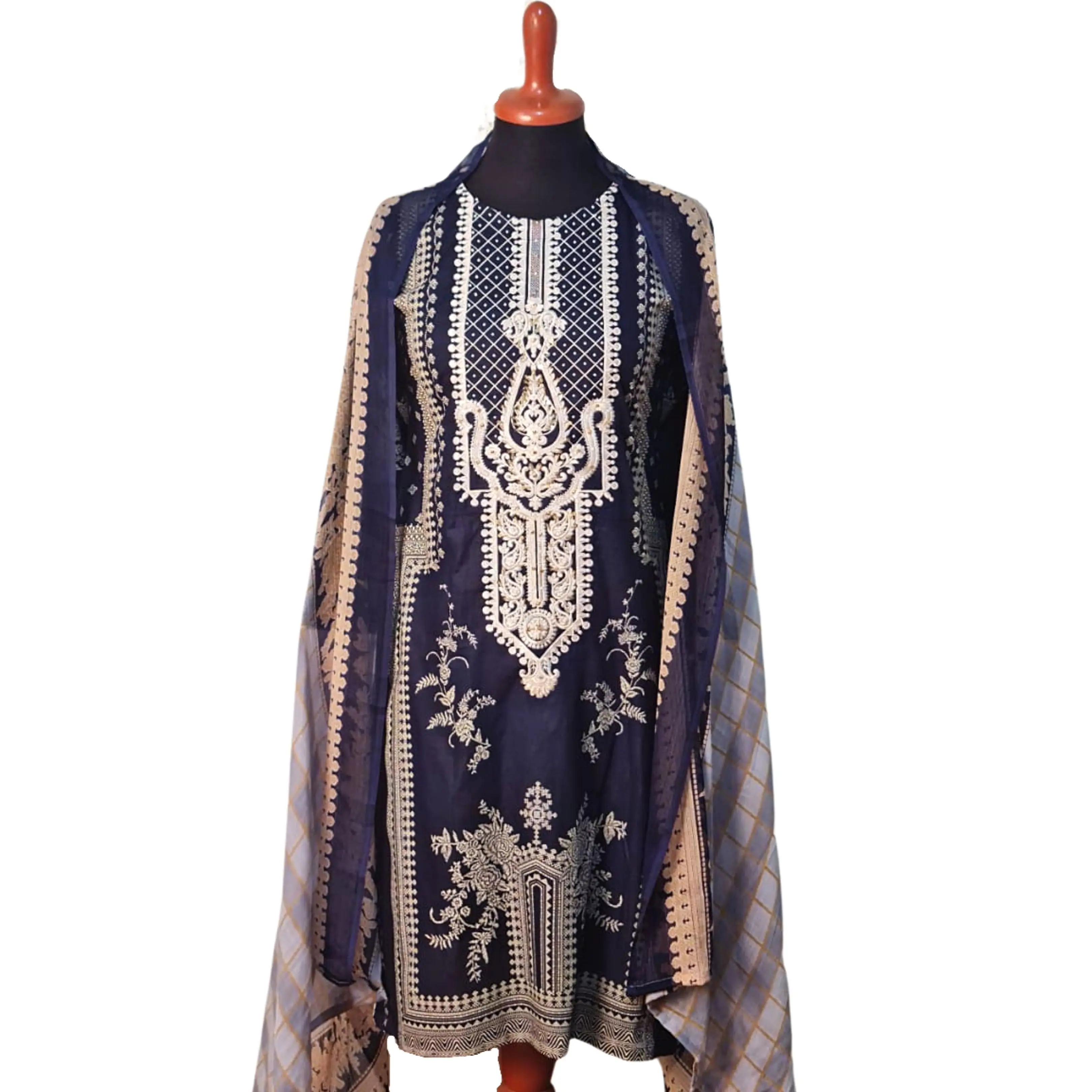 3-piece Pakistani Lawn Suits Hand Made Ladies Suit Embroidered Dresses