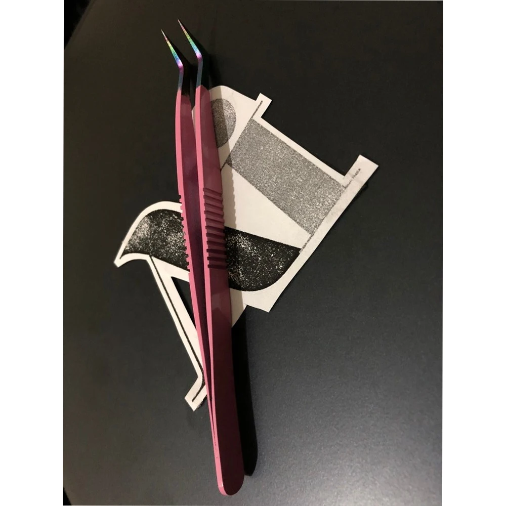Pink Coated Russian Boot Volume Eyelash Tweezers Sustainable Stainless Steel Eyelash Extension Tweezers With Custom Logo
