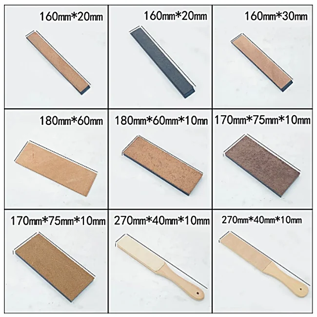 Wood Handle Leather Sharpening Strop Knife Razor Polishing Board with Polish Compound 2 Sided Made
