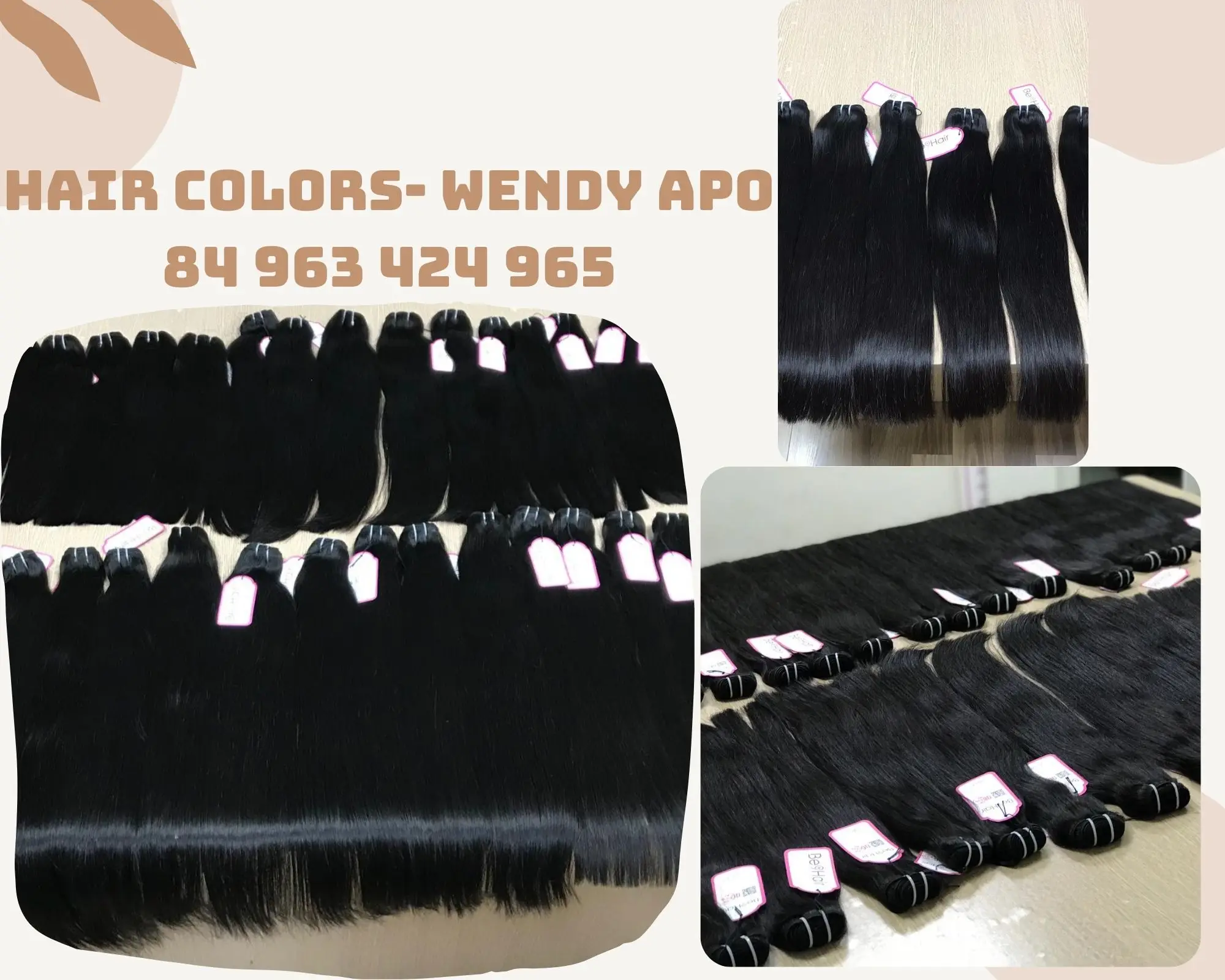 Straight  Bone Straight of Natural Human Hair Extensions Weave Weft  From Apohair Brand at the Wholesale Price list