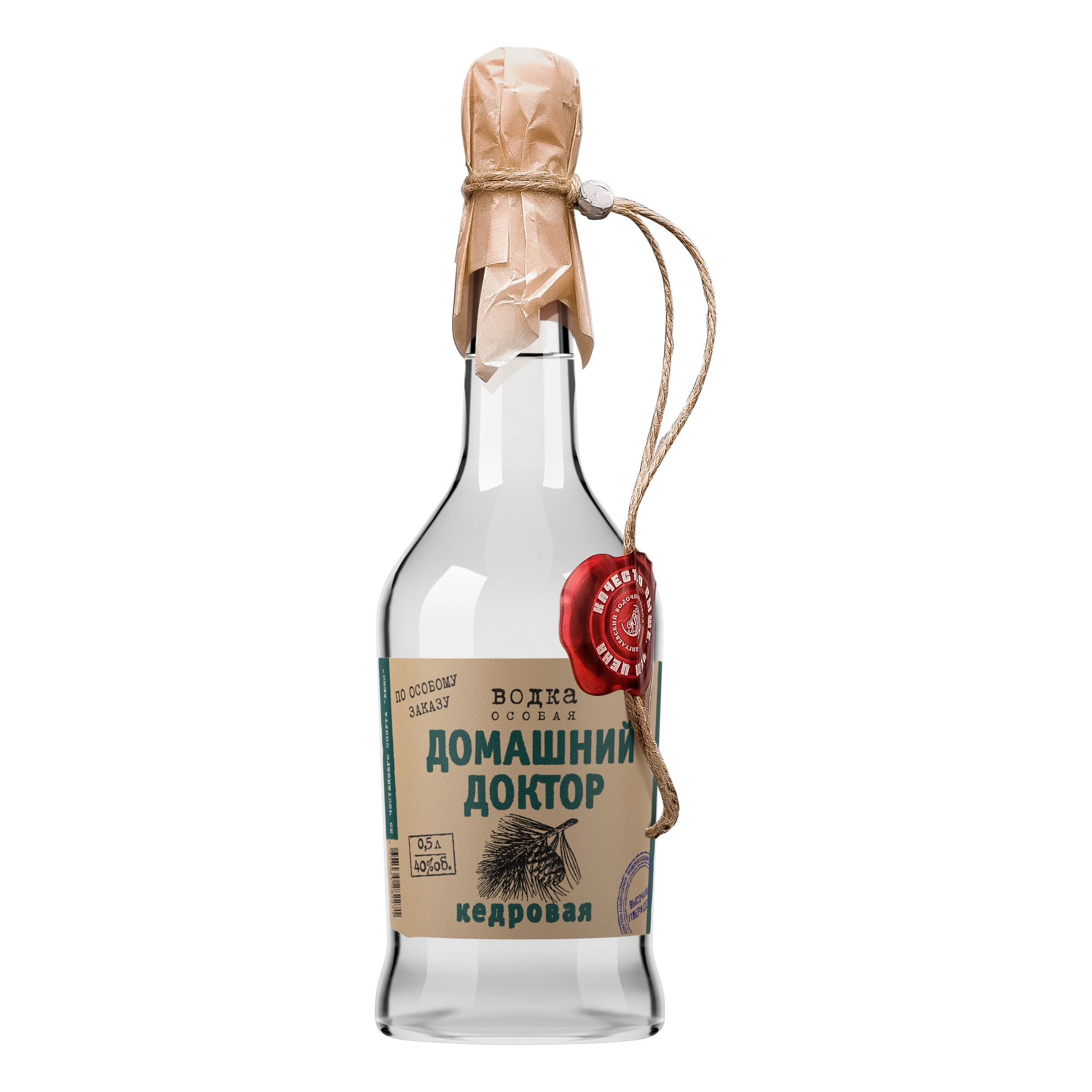 Алкоголь класса люкс (40% Альк.) Бутылка в стеклянной упаковке «Семейный врач» (кедр) 500 мл русская натуральная водка