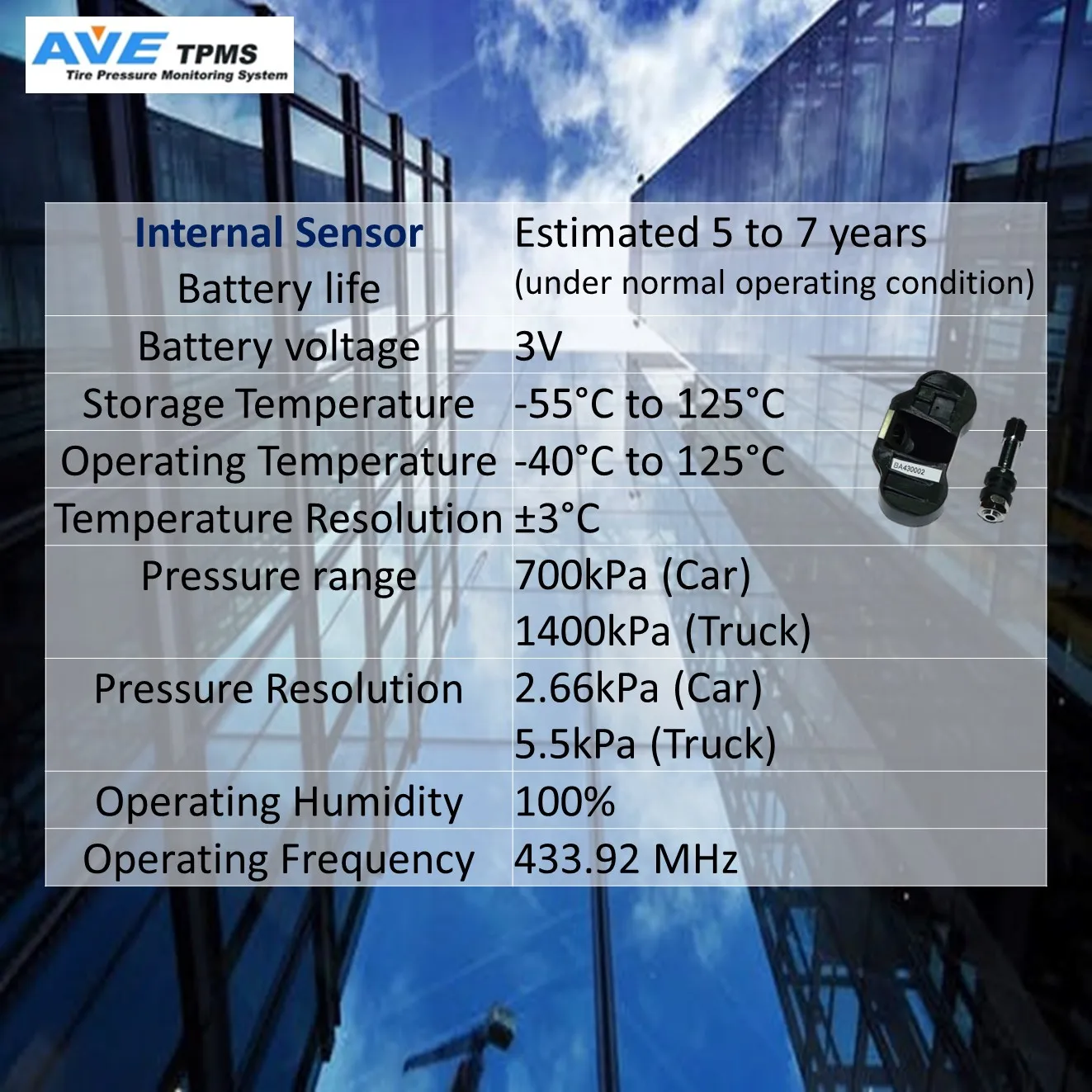 Wireless 6 wheel external sensor TPMS
