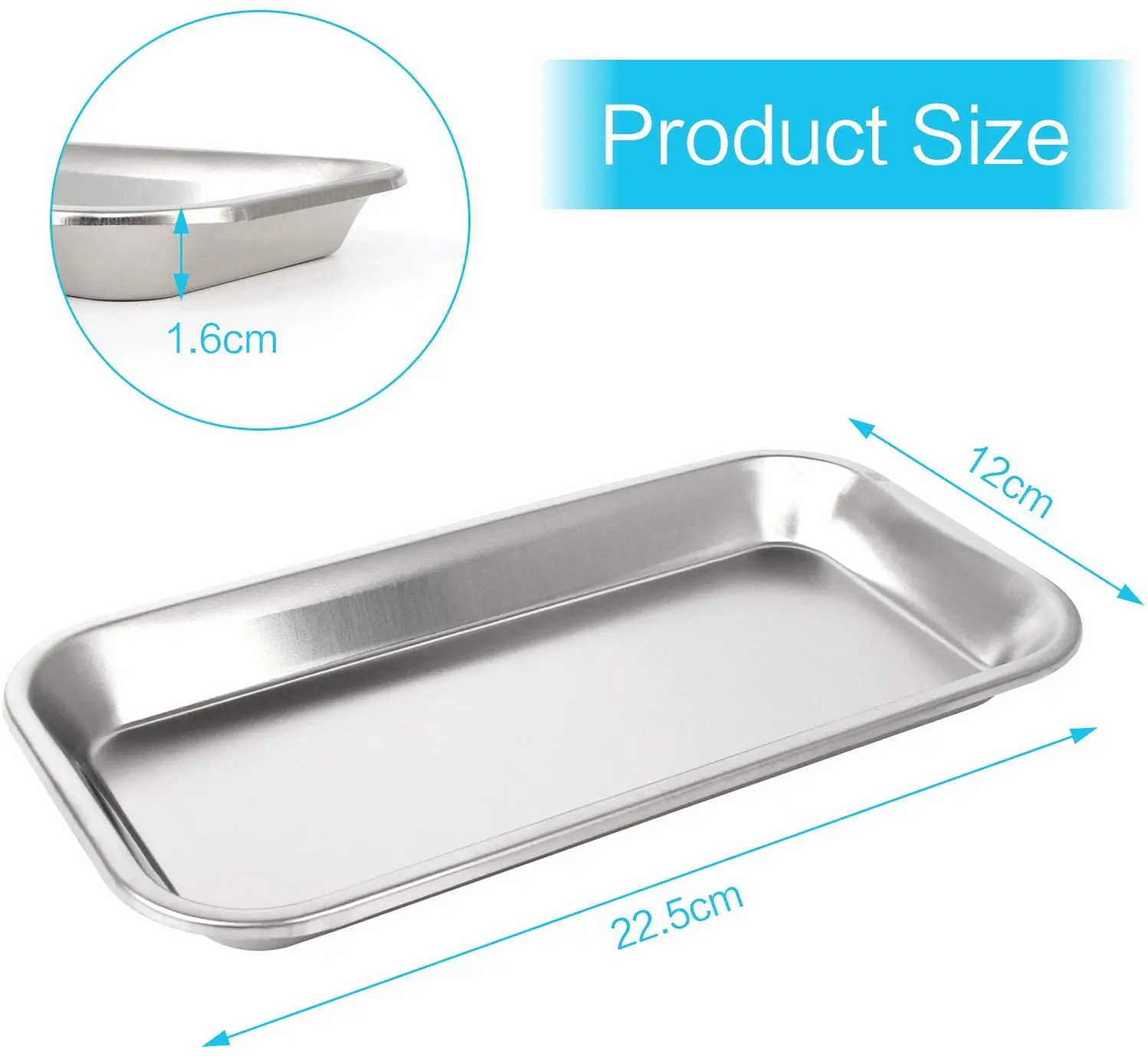 Поднос из нержавеющей стали для медицинских инструментов полезный инструмент клиники лабораторный поднос стоматологических 3 упаковки x 12 см