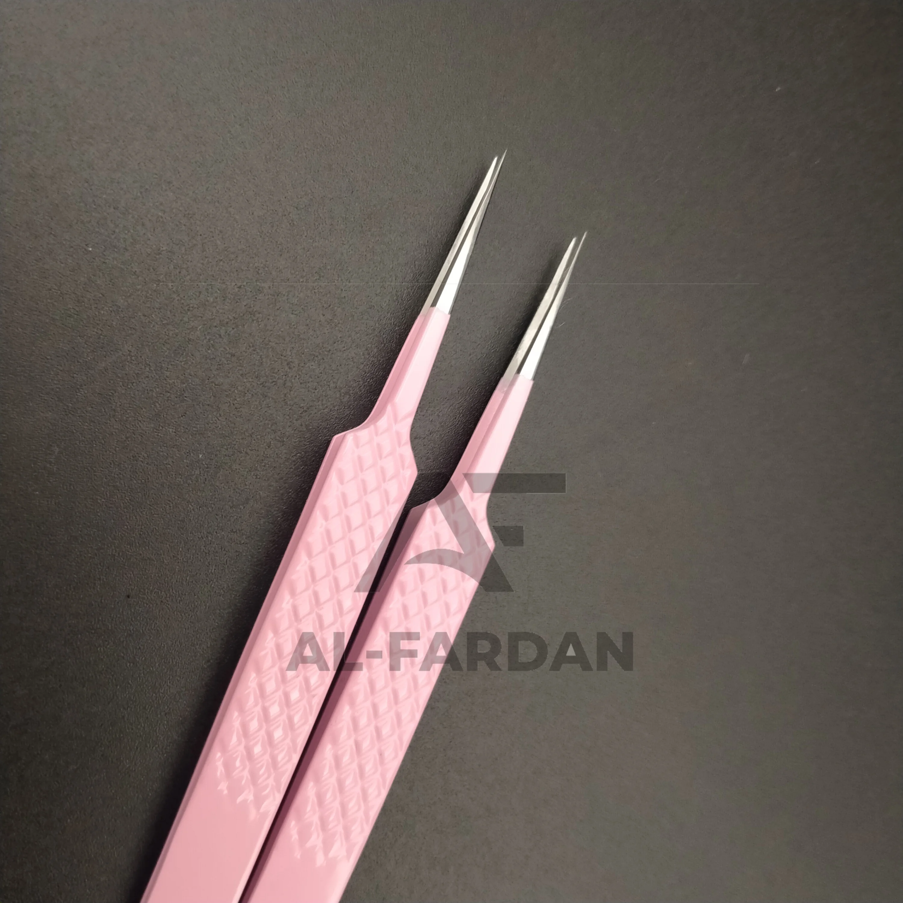 Baby Pink Color Straight Pointed Silver Tip Tweezers For Lash Extension Diamond Print Stainless Steel Fiber Grip Eyelash Tweezer