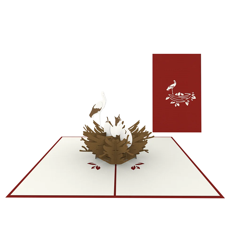 Stork & the Nest Love Animal 3D Pop up greeting cards Wholesale  Vietnam Handmade, Laser Cutting, customized design