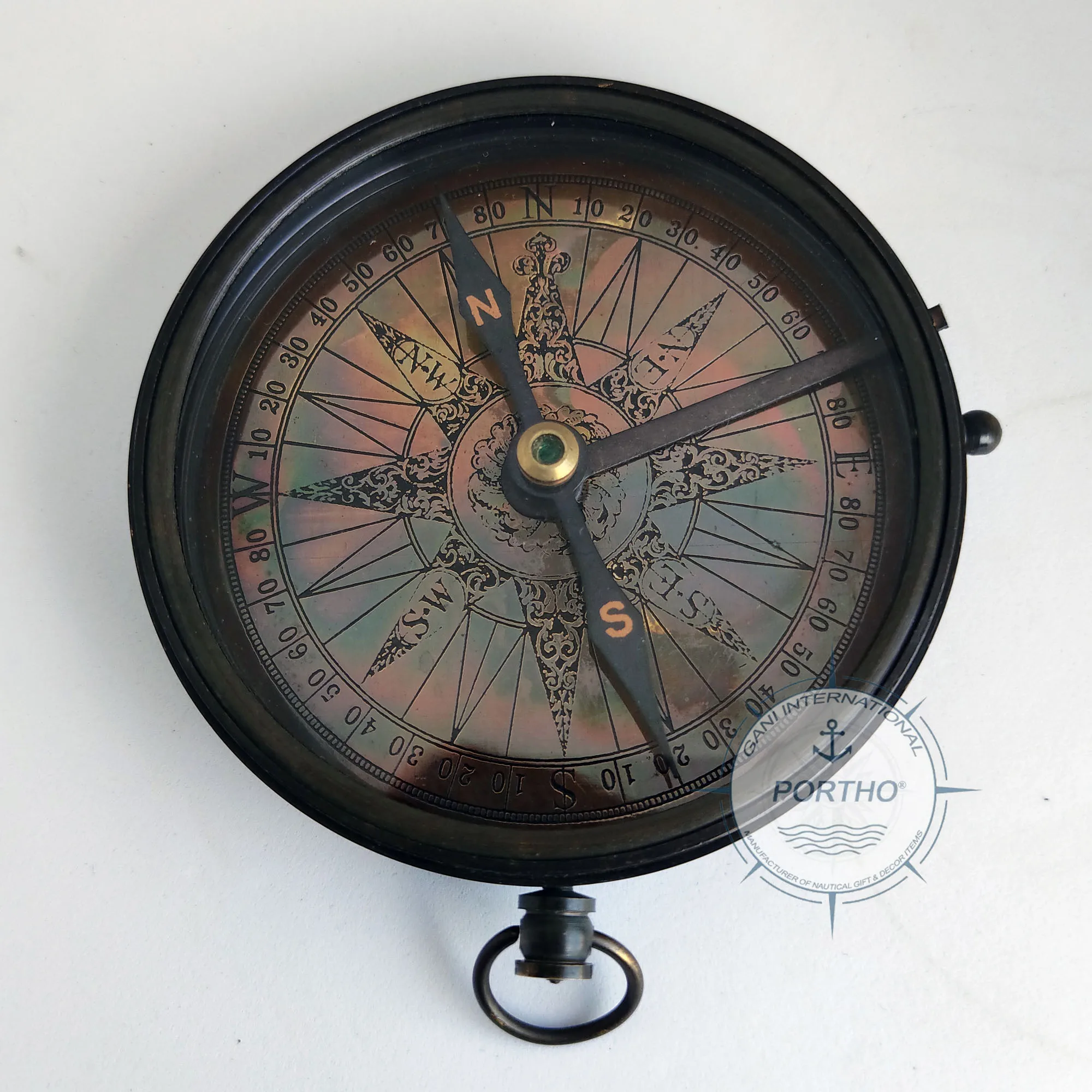  Nautical Antique Brass Anchor Flat Pocket Compass Marine Camping Hiking