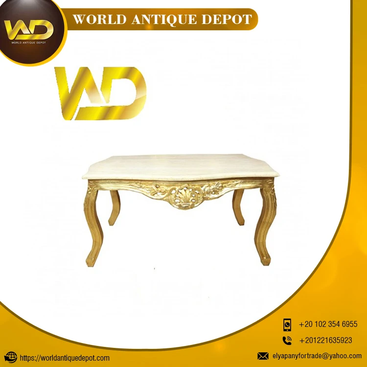 100% Best Quality Living room gold table with marble top antique style