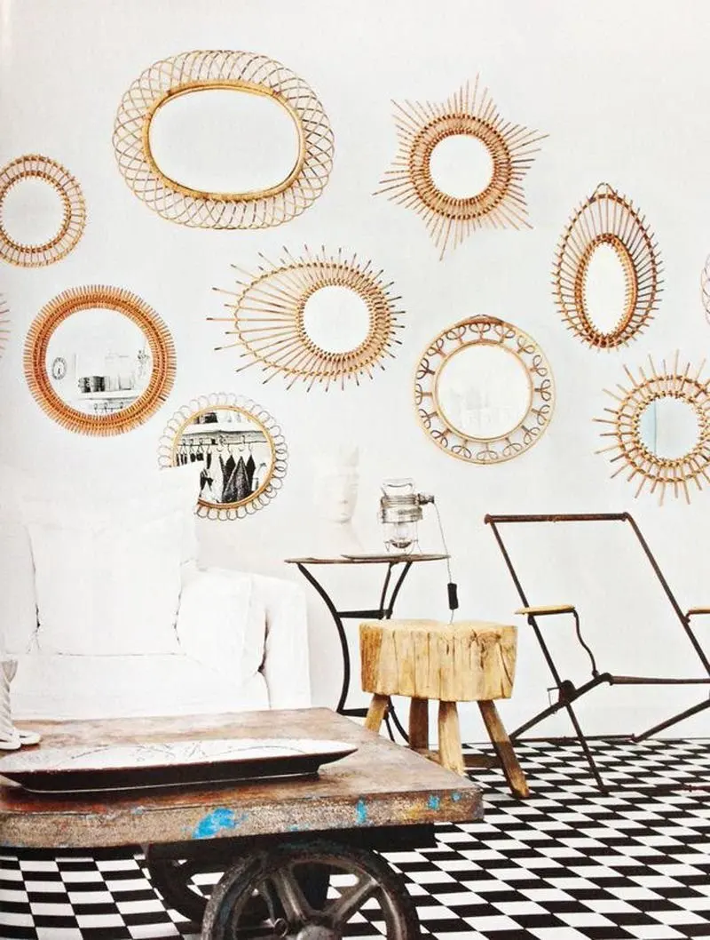 Плетеный материал из ротанга домашняя мебель традиционный дизайн стиль современный внешний вид зеркало в форме