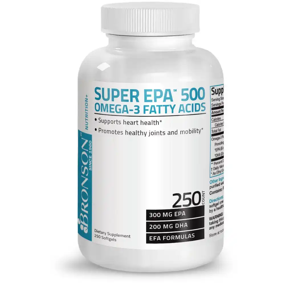 
Super Omega-3 EPA DHA Fatty Acids - 500 mg - 250 Softgels 
