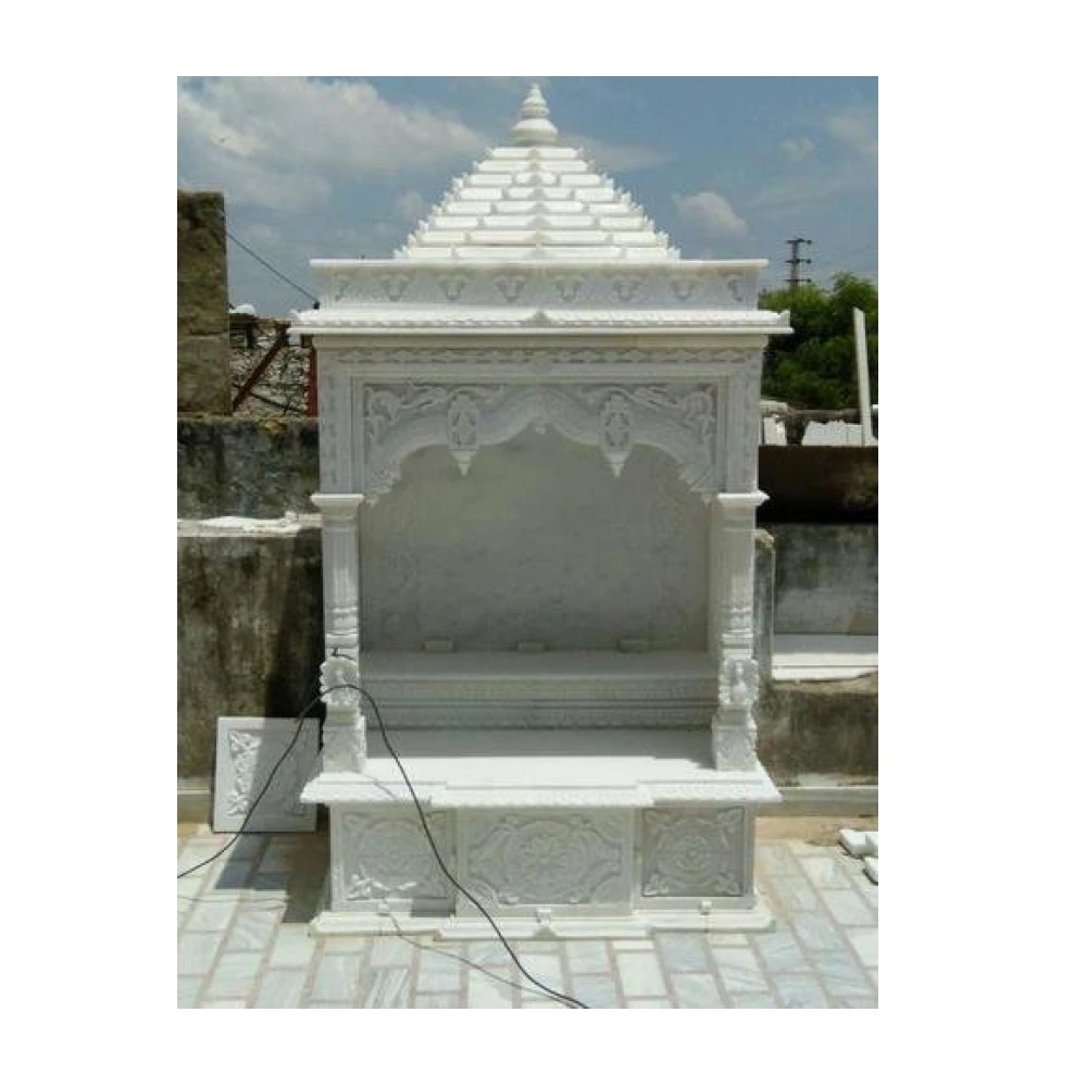 Indian Exporter White Marble pooja Temple Handcarved stone crafts mandir At reasonable Price