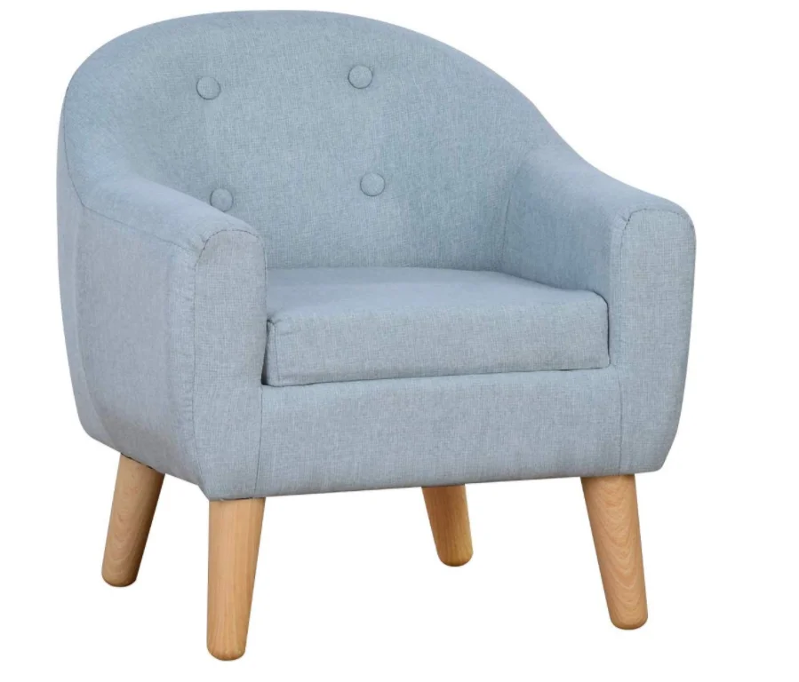 
Durable Single Upholstered Kids Mini Sofa and Chair with Wooden Frame and Linen Fabric, Ideal Children Seat for Children Gift 