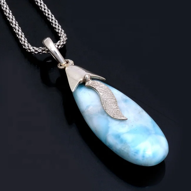 Exclusive Handmade Design 925 Sterling Silver Larimar Gemstone Pendant Jewelry Factory Wholesale Fashion Silver Pendant