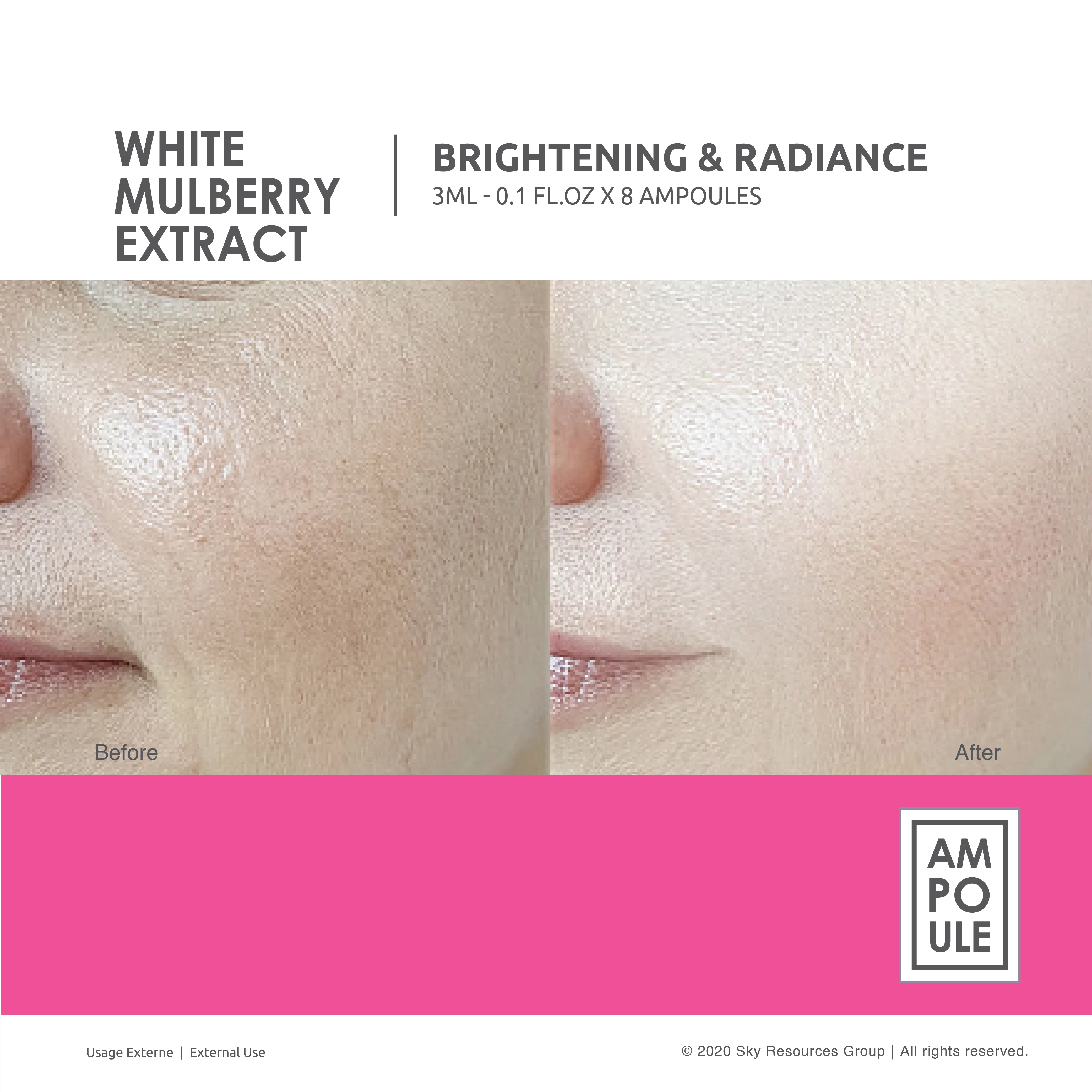 Premium High Antioxidant White Mulberry Ampoule Serum with Anti-Aging Anti-Inflammatory Soothing Effect Balance Uneven Skin Tone