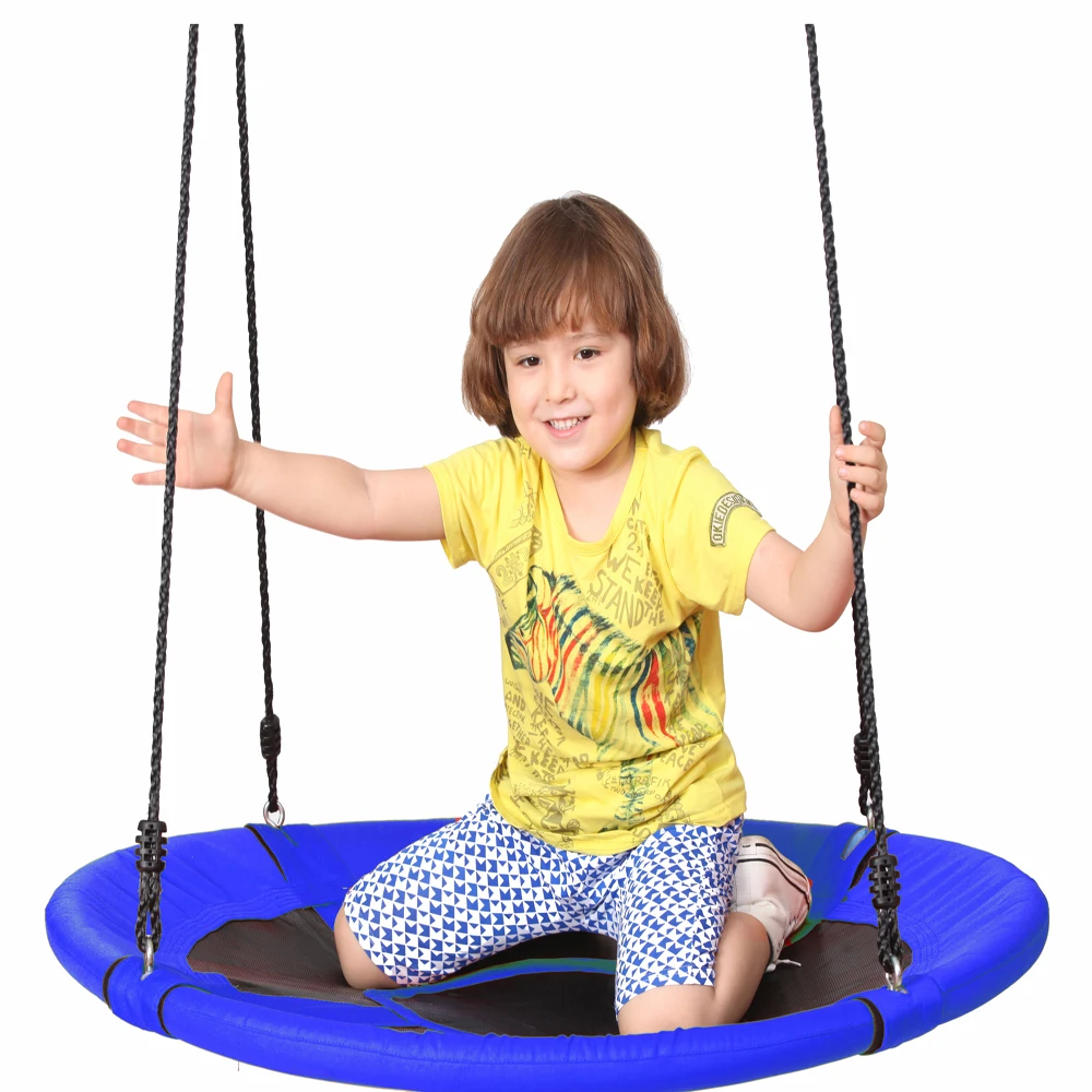 
Cheap Outdoor Round Swing Blue Flying Tree Net Bird Nest Kid Garden Swing Saucer Hanging Swing 