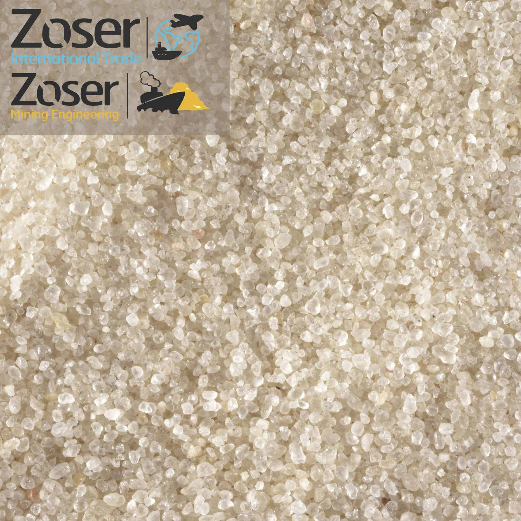 Glass grade Silica Sand, SiO2 99.6%, Fe2O3 0.01%. Low Iron Silica Sand