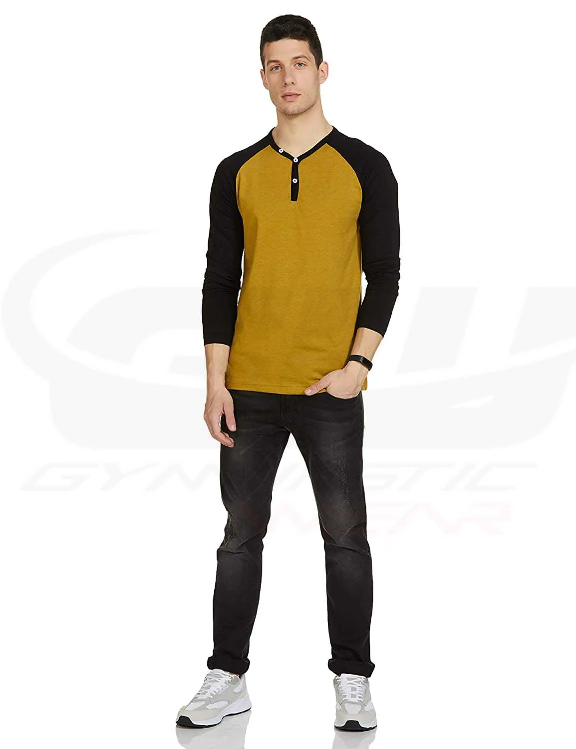 GYMNASTIC WEAR Men  100% Cotton button  Round Neck T-Shirt