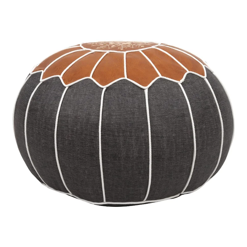 Кожаный + тканевый удобный пуф от завода Hendry